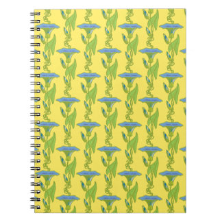 Art Nouveau yellow Ipomoea floral wallpaper damask Spiral Notebook