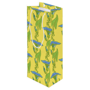 Art Nouveau yellow Ipomoea floral wallpaper damask Wine Gift Bag
