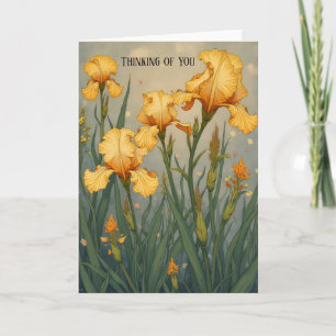 Art Nouveau Yellow Iris Thinking of You Card