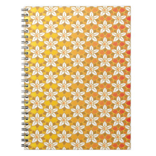 Art Nouveau yellow Jonquil floral wallpaper damask Spiral Notebook