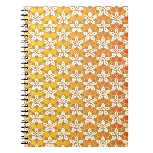 Art Nouveau yellow Jonquil floral wallpaper damask Spiral Notebook (Front)