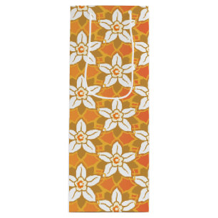 Art Nouveau yellow Jonquil floral wallpaper damask Wine Gift Bag