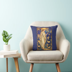 Art Nouveau Zodiac Goddess Celestial Illustration Cushion