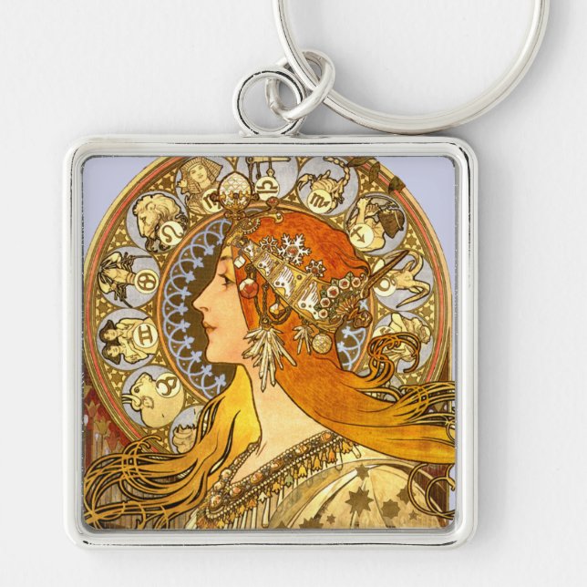 Art Nouveau Zodiac Key Ring (Front)