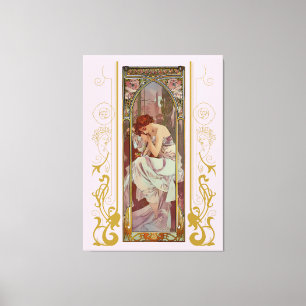 Art Noveau Night’s Rest by Alphonse Mucha Canvas Print
