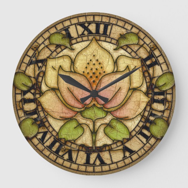 Art Noveau Water Lily Motif Large Clock (Front)