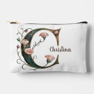 Art Nuevo Black and Gold Letter C Accessories Bag
