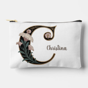 Art Nuevo Black Floral Letter C Accessories Bag
