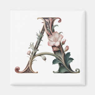 Art Nuevo Flower and Vine Letter A Magnet