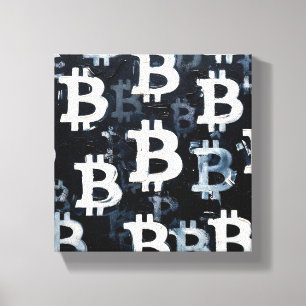 Art of Bitcoin (BW #5) oil painting Canvas Print
