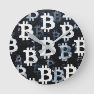 Art of Bitcoin (BW #5) oil painting Round Clock