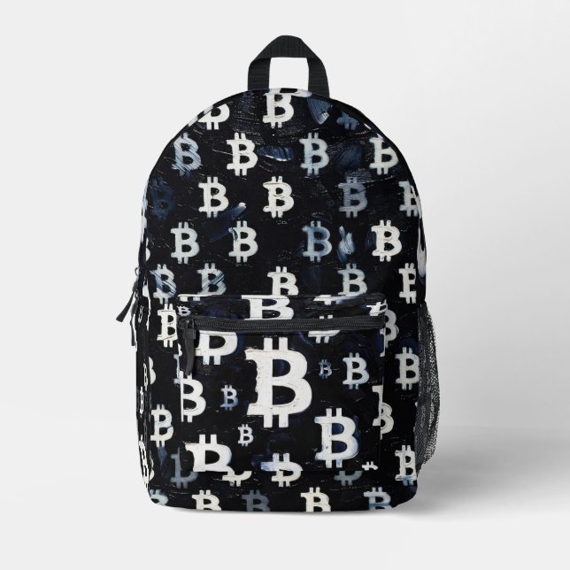 Art of Bitcoin (BW-A) oil painting Printed Backpack (Front)