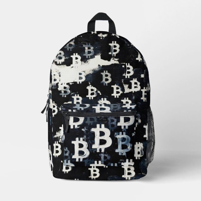 Art of Bitcoin (BW-B) oil painting Printed Backpack (Front)