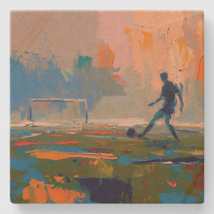 "Art of Football" (Style 1) Oil Painting  Stone Coaster