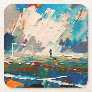 "Art of Football" (Style 2) Oil Painting  Square Paper Coaster