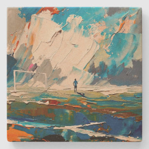 "Art of Football" (Style 2) Oil Painting  Stone Coaster