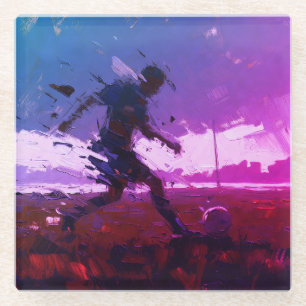 "Art of Football" (Style 3) Oil Painting  Glass Coaster