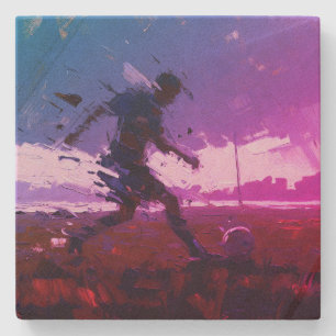 "Art of Football" (Style 3) Oil Painting  Stone Coaster