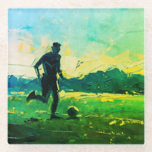 "Art of Football" (Style 4) Oil Painting  Glass Coaster