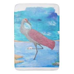 Art Of Life Series Artist Crane Funny Flamingo Bath Mat