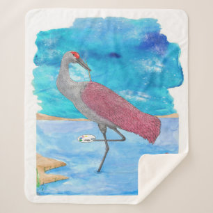 Art Of Life Series Artist Crane   Funny Flamingo Sherpa Blanket