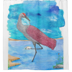 Art Of Life Series Artist Crane Funny Flamingo Shower Curtain