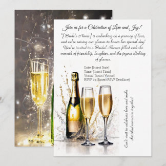 Art of Light Drawing Champagne Bridal Shower Invitation