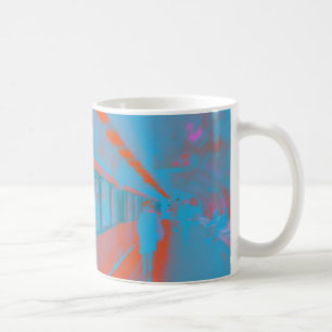 Art of Parisian woman at subway in blue orange Coffee Mug