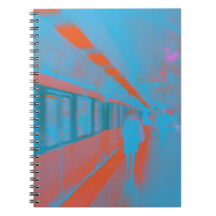 Art of Parisian woman at subway in blue orange Notebook