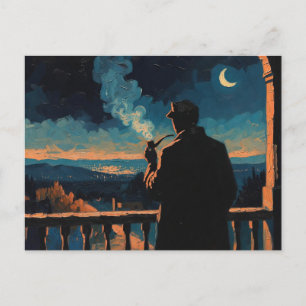Art of Pipe (Night Time #3) oil painting Postcard