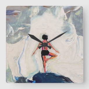 Art of Yoga: Balanced Beauty (Oil Painting No. 1) Square Wall Clock