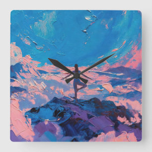 Art of Yoga: Balanced Beauty (Oil Painting No. 3) Square Wall Clock