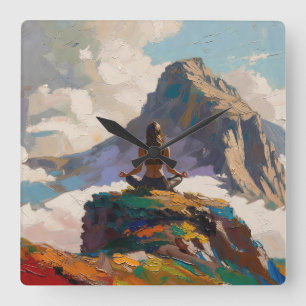 Art of Yoga: Balanced Beauty (Oil Painting No. 4) Square Wall Clock