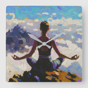 Art of Yoga: Balanced Beauty (Oil Painting No. 5) Square Wall Clock