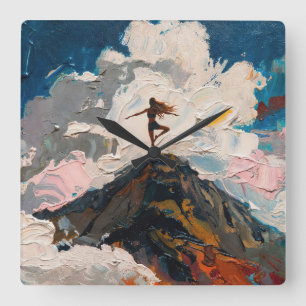 Art of Yoga: Balanced Beauty (Oil Painting No. 6) Square Wall Clock