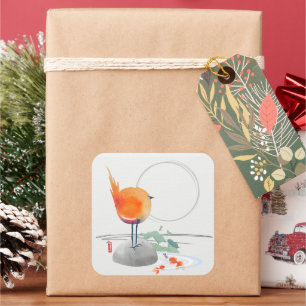 ART OF ZEN  watercolor bird  Square Sticker