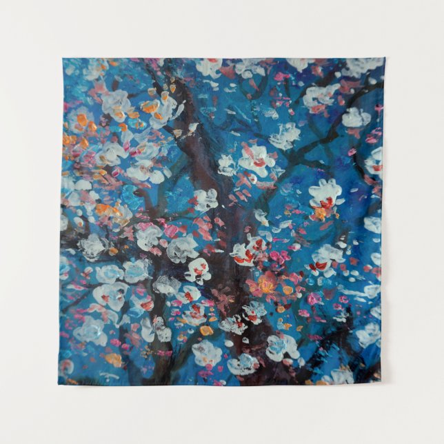 Art oil painting, cherry blossom flower, abstract, tapestry (Front)