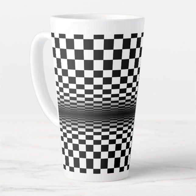 art optical black white contrast latte mug (Left Angle)