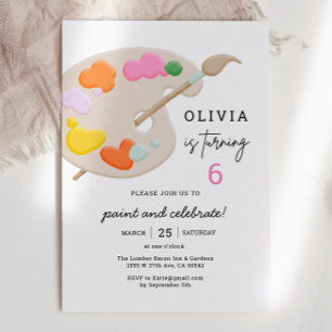 Art Paint Birthday Party Girl Invitation