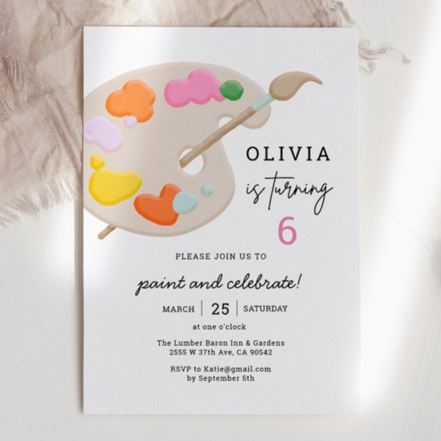 Art Paint Birthday Party Girl Invitation (Creator Uploaded)