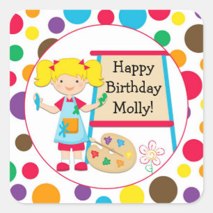 Art Paint Birthday Party Sticker