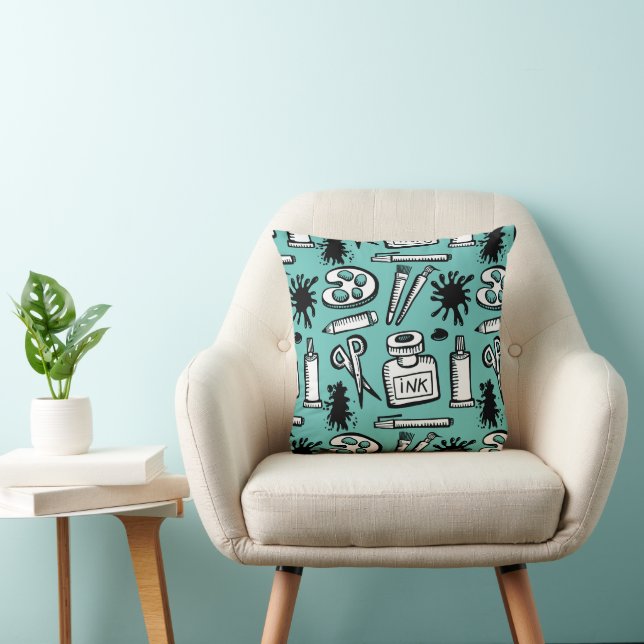 Art Paint Brushes and Objects Pattern Cushion (Chair)