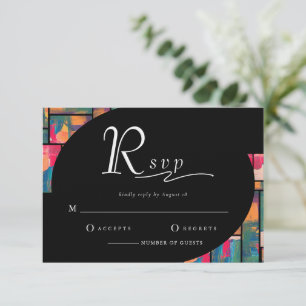 Art Paint Colorful Modern Abstract Wedding RSVP Invitation