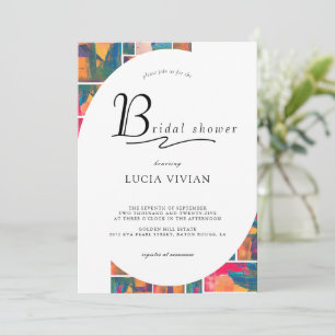Art Paint Colourful Modern Abstract Bridal Shower Invitation