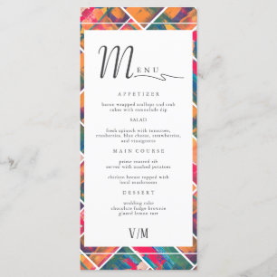 Art Paint Colourful Modern Abstract Wedding Menu