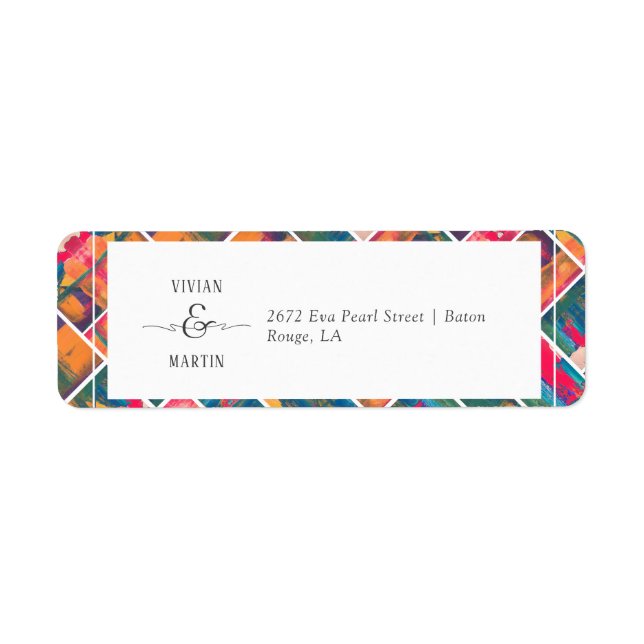 Art Paint Colourful Modern Wedding Return Address (Front)