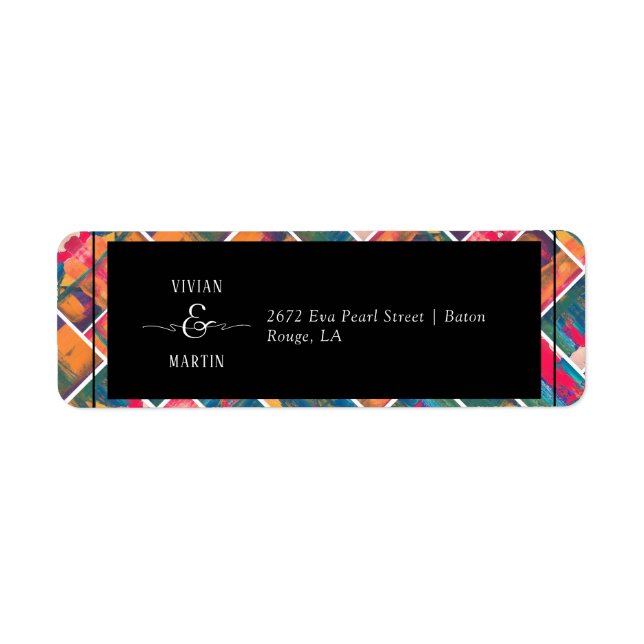 Art Paint Colourful Modern Wedding Return Address (Front)
