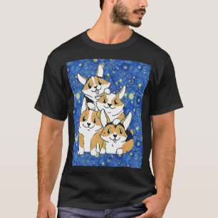 Art Paint Corgi Dog Pile T-Shirt