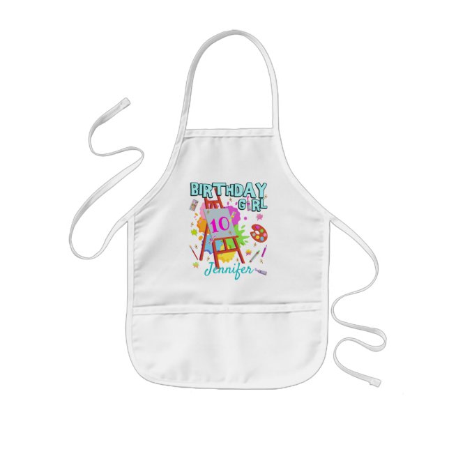 Art Paint Painting Splatter Birthday Girl Matching Kids Apron (Front)
