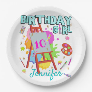 Art Paint Painting Splatter Birthday Girl Matching Paper Plate